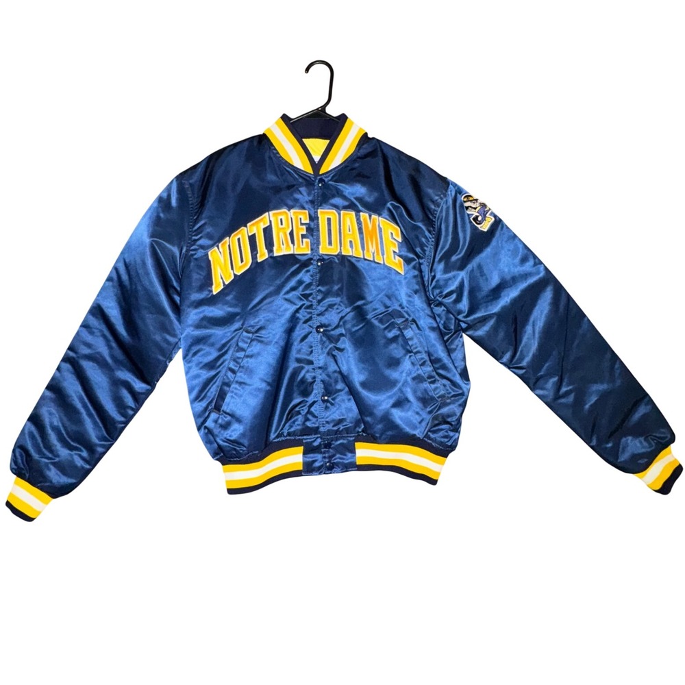 Vintage Notre Dame Starter Jacket Sz XL Authentic Satin Bomber 80s Clean
